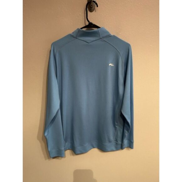 Kjus Mens 52 Large 1/2 Zip Pullover Performance Stretch Light Blue Golf - Picture 8 of 9